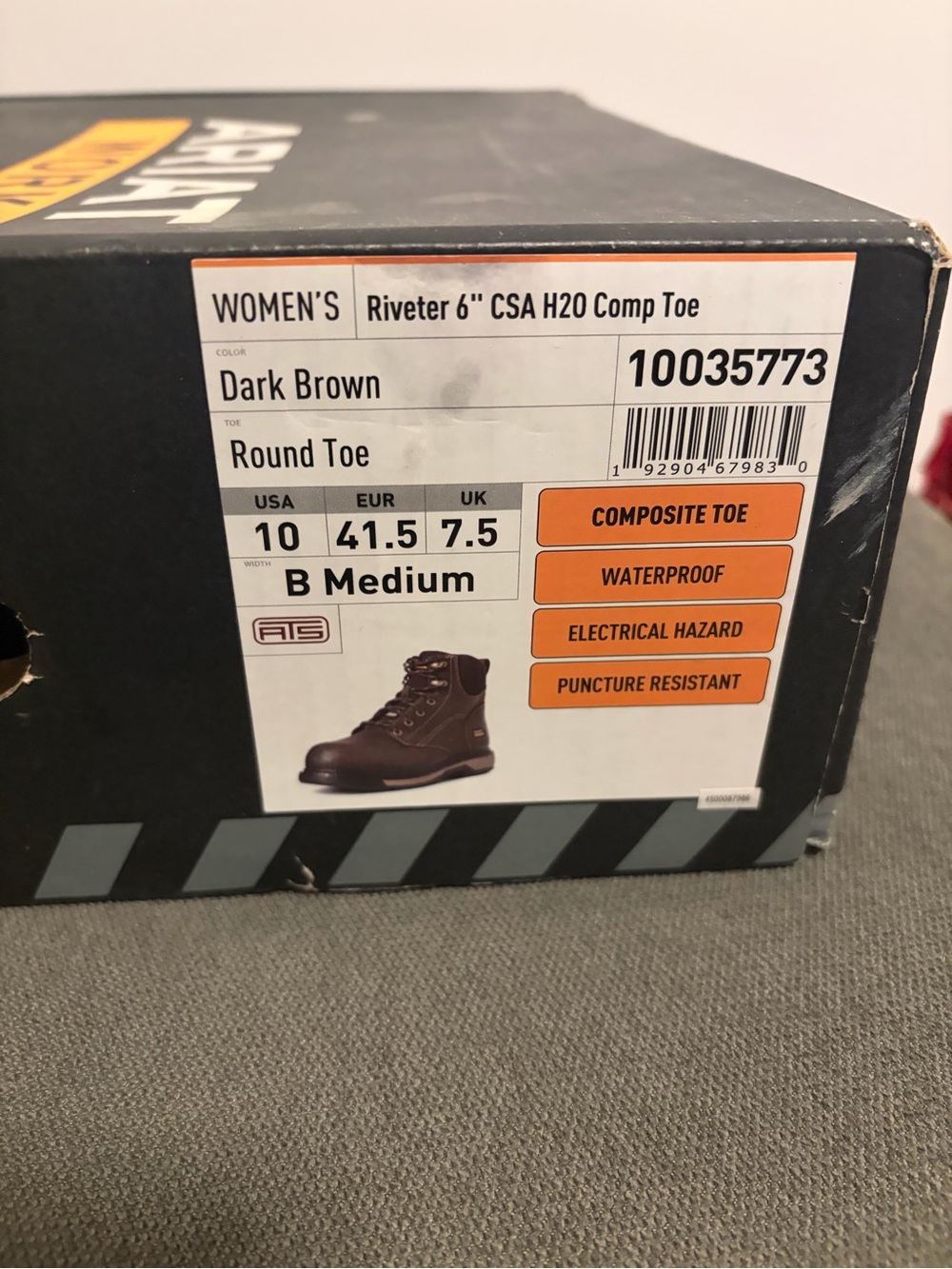 Ariat Riveter 6" Dark Brown Women's Work Boot - Round Toe